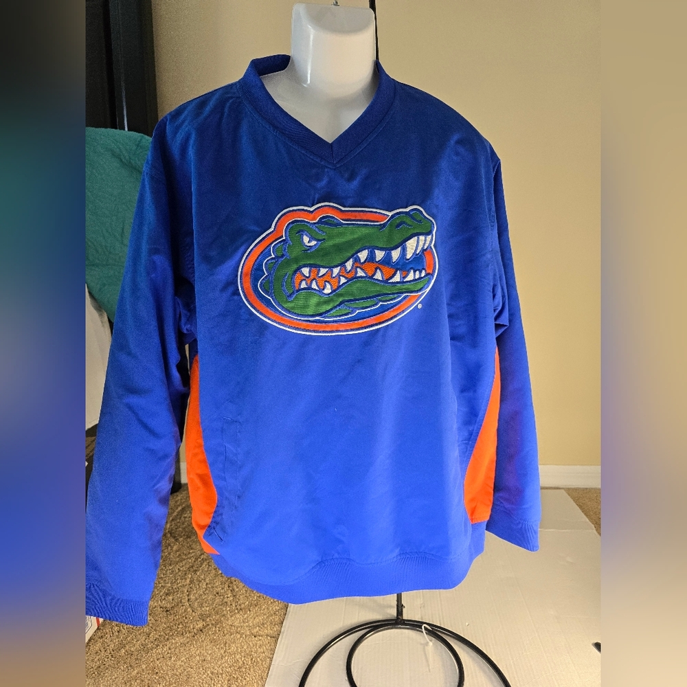 Vintage Florida Gators Jacket Men L Blue Pullover Windbreaker Windshirt V Neck*